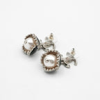 Chanel Earrings Silver Black Coco Mark Rhinestone Flower — view 4