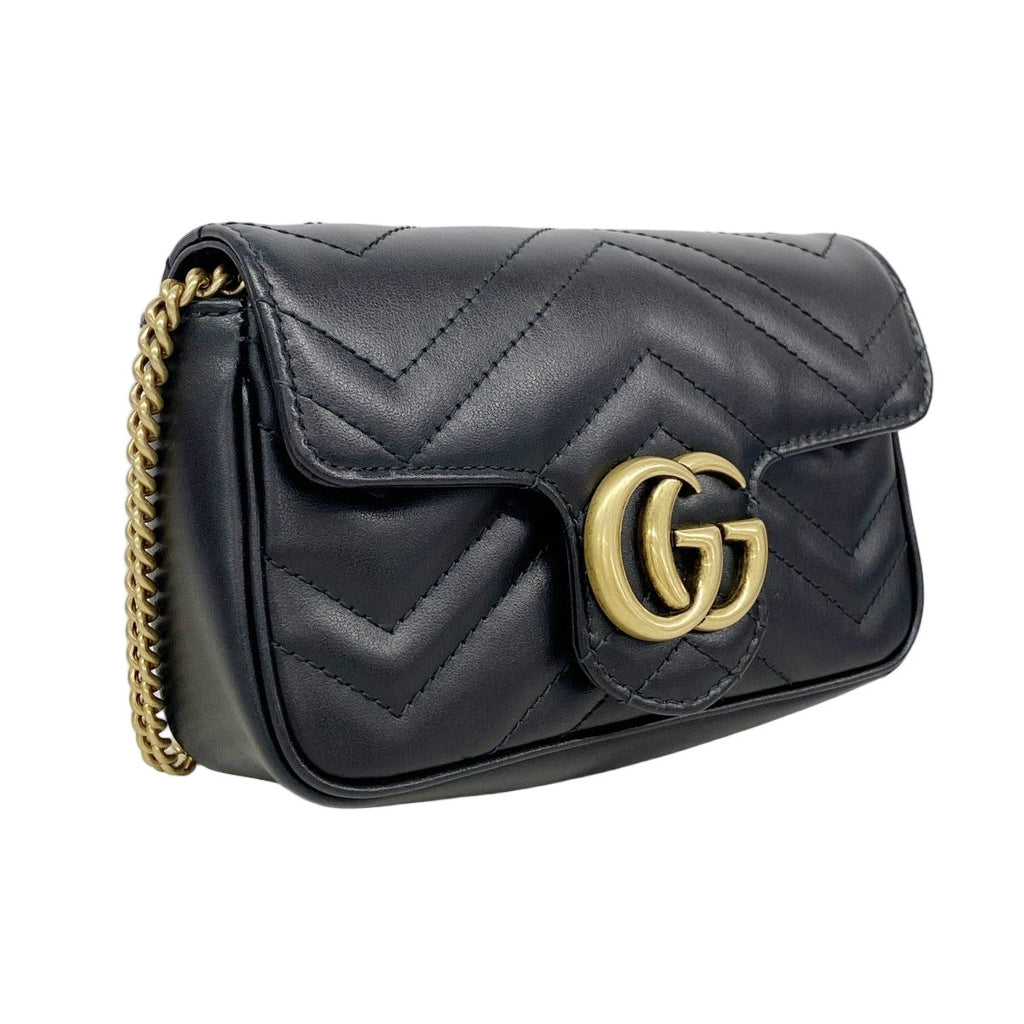 Gucci Shoulder Wallet GG Marmont Leather Black Gold — view 2