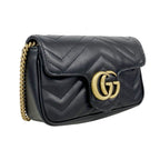 Gucci Shoulder Wallet GG Marmont Leather Black Gold — view 2