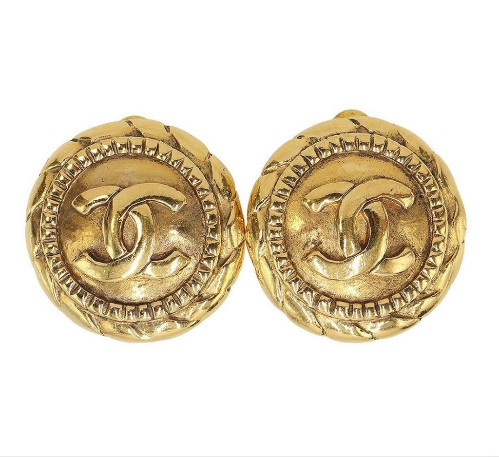 Chanel CC Logo Round Earrings