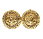 Chanel CC Logo Round Earrings