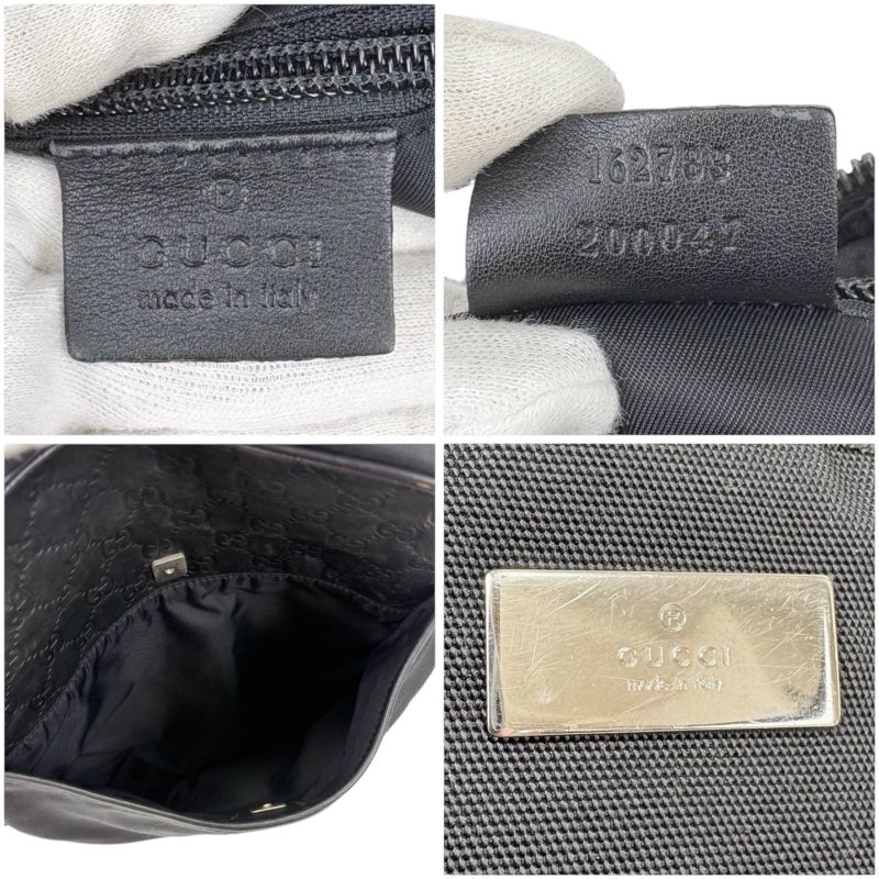 Gucci Crossbody Bag Shoulder Black Cima Leather GG Pattern Nylon Canvas — view 8