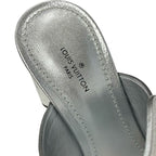 Louis Vuitton Indiana Line Sandals Shoes Leather Metallic Silver Gold Logo — view 7