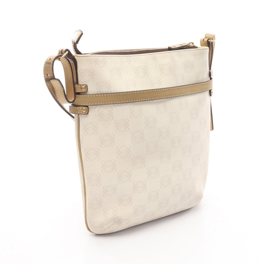 Loewe Shoulder Bag Repeat Anagram White Gold Canvas Leather — view 2