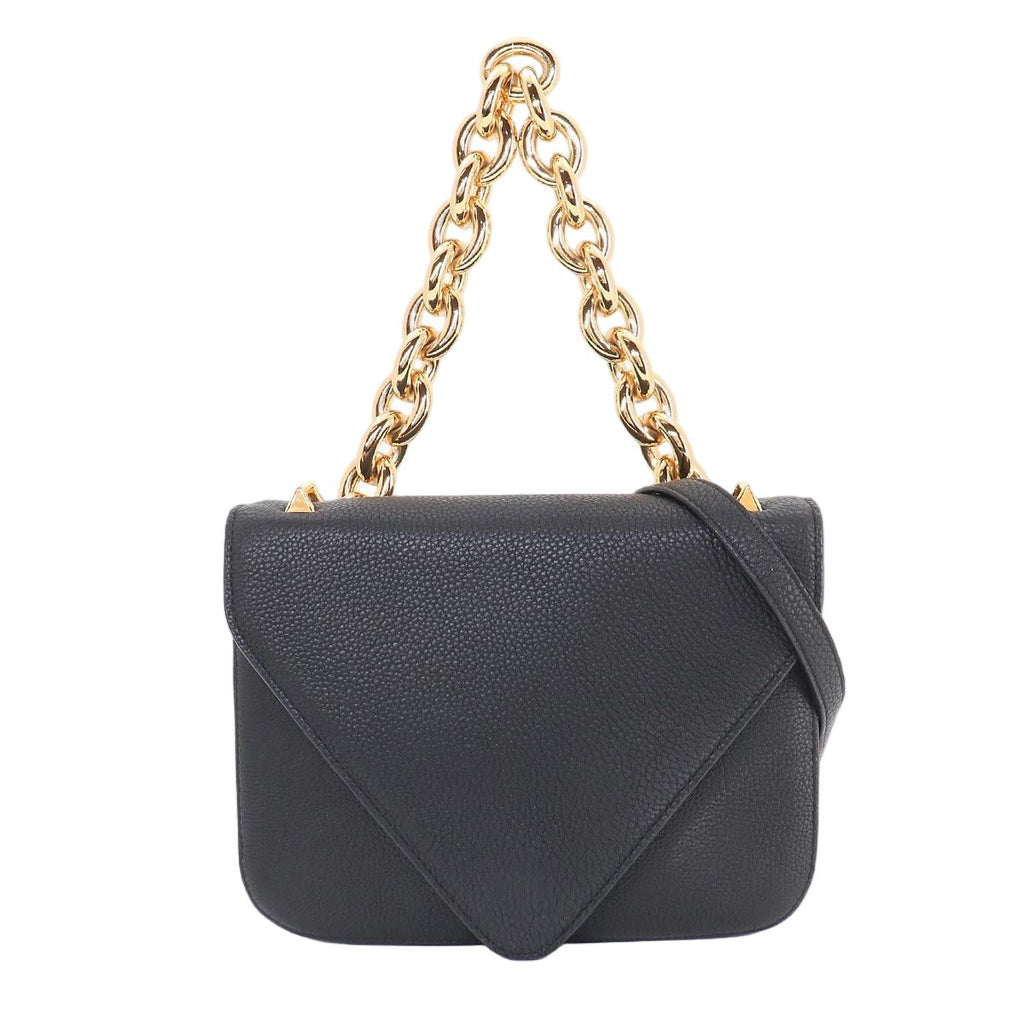 Bottega Veneta Mount 2-Way Chain Shoulder Bag Leather Black