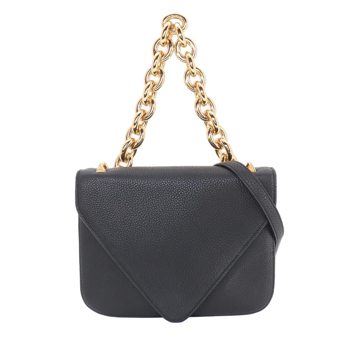 Bottega Veneta Mount 2-Way Chain Shoulder Bag Leather Black