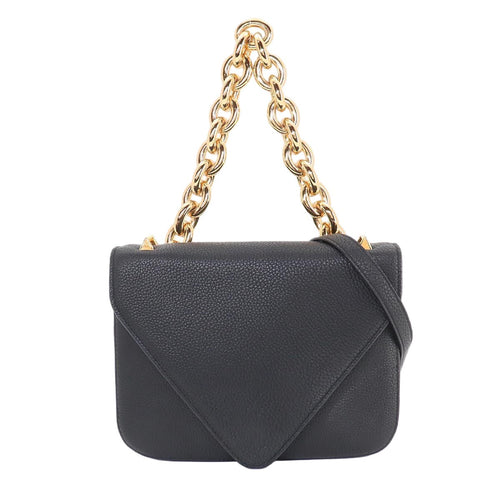 Bottega Veneta Mount 2-Way Chain Shoulder Bag Leather Black