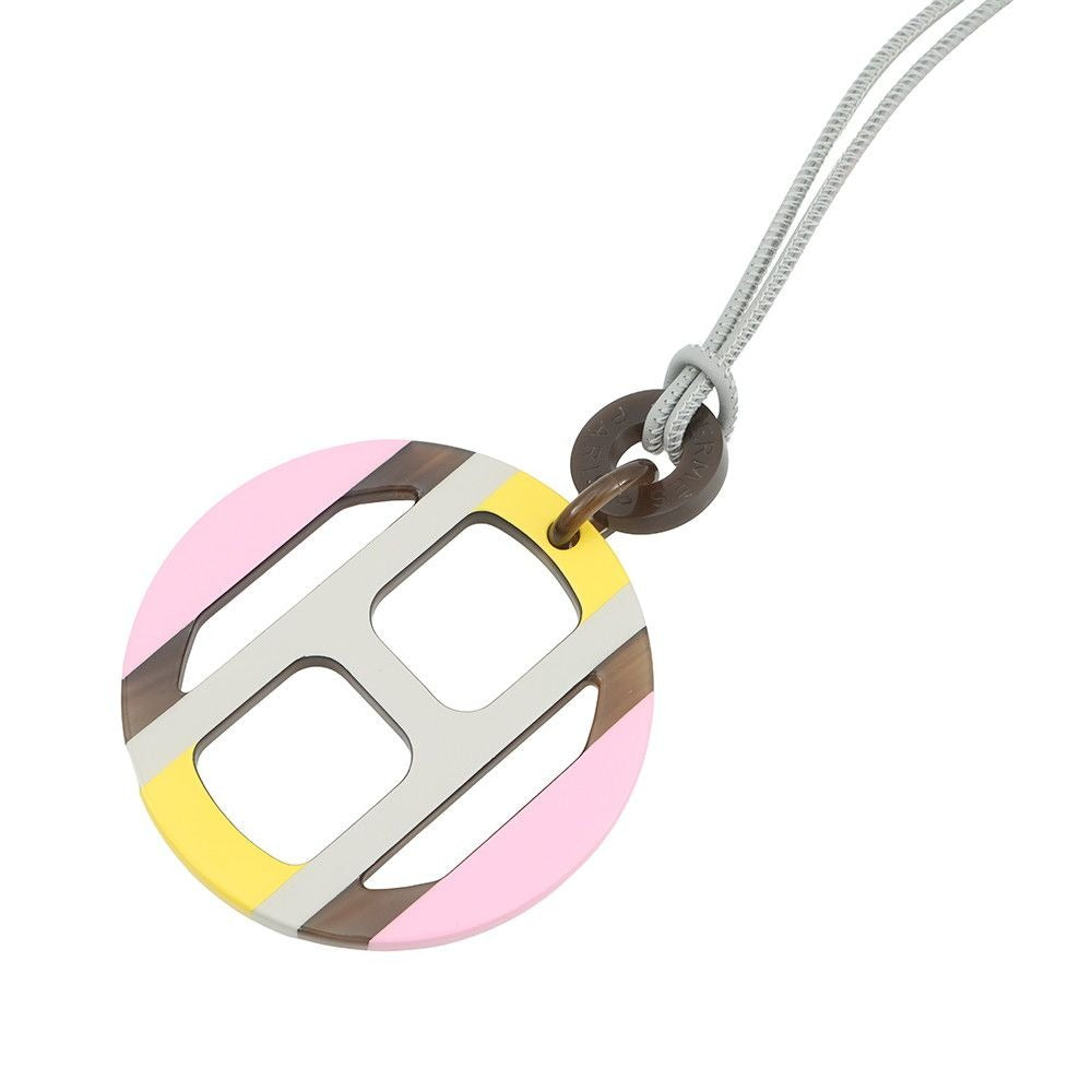Hermes Necklace Equipe Buffalo Horn Pink Gray
