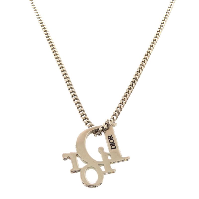 Christian Dior Logo Stone Silver Necklace Accessories 0022 — view 5