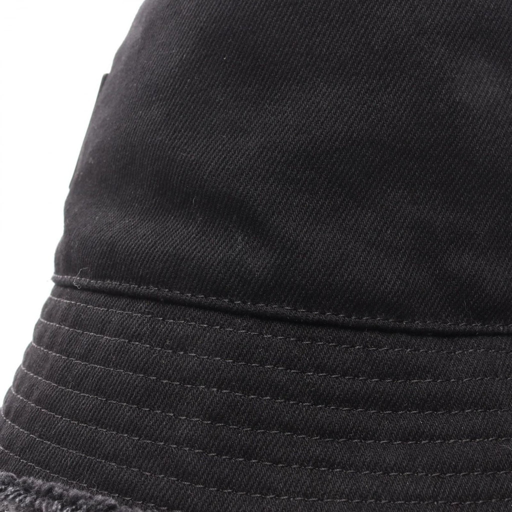 Loewe Hat Frayed Bucket Leather Logo Patch Black Denim — view 7