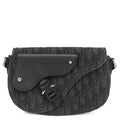 Dior Shoulder Bag Saddle Messenger Fabric Calfskin Black Silver Oblique Jacquard