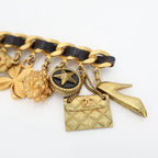 Chanel Vintage Quilted Coco Mark 8 Charm Chain Brooch Gold Black Plated — view 6
