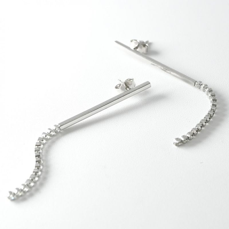 Celine Earrings Earring Silver Bijou Bar Rhinestone — view 2