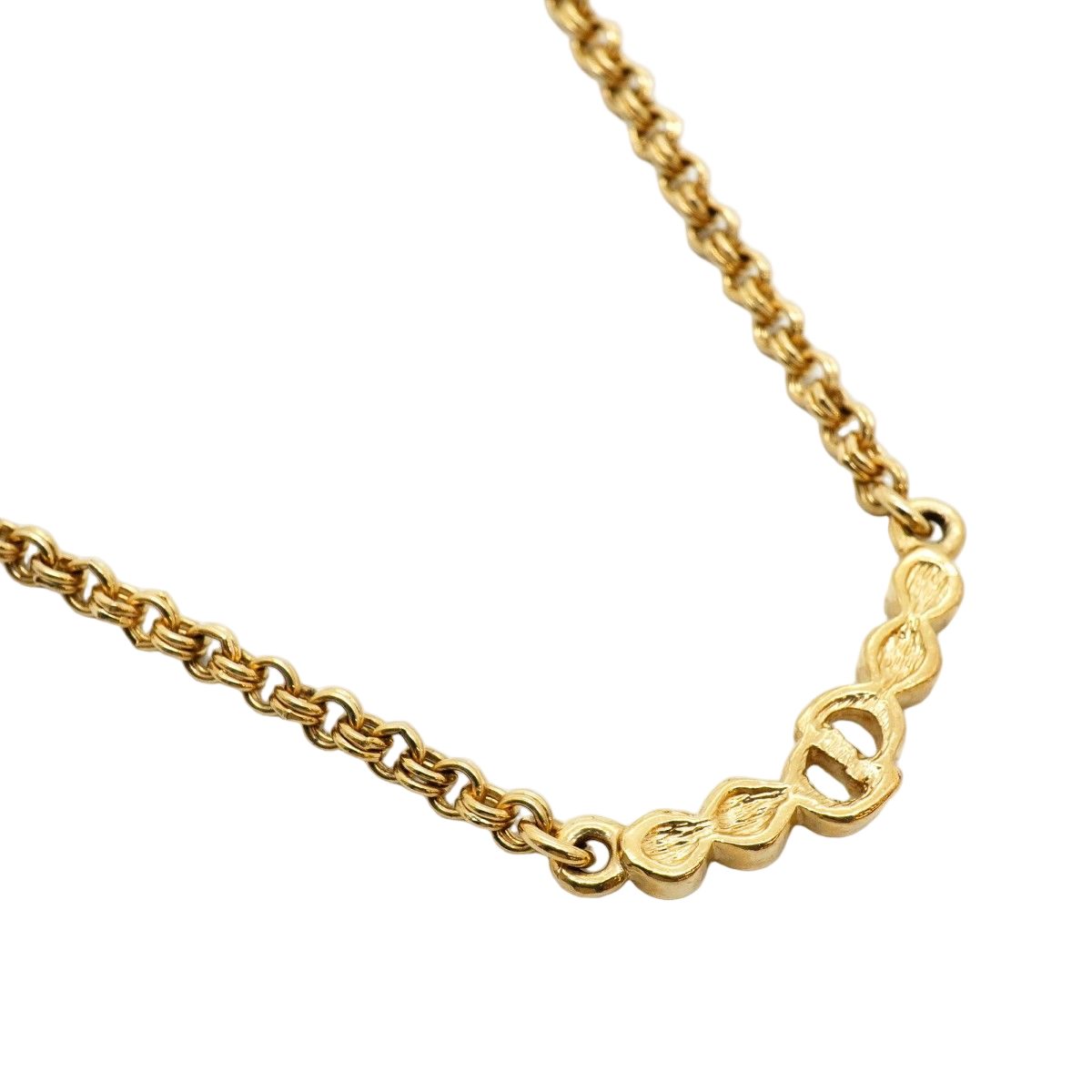 Dior Necklace CD Logo Gold Plated Rhinestone — view 2