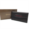 Gucci Geki Interlocking Sherry Line Leather Trifold Wallet Brown