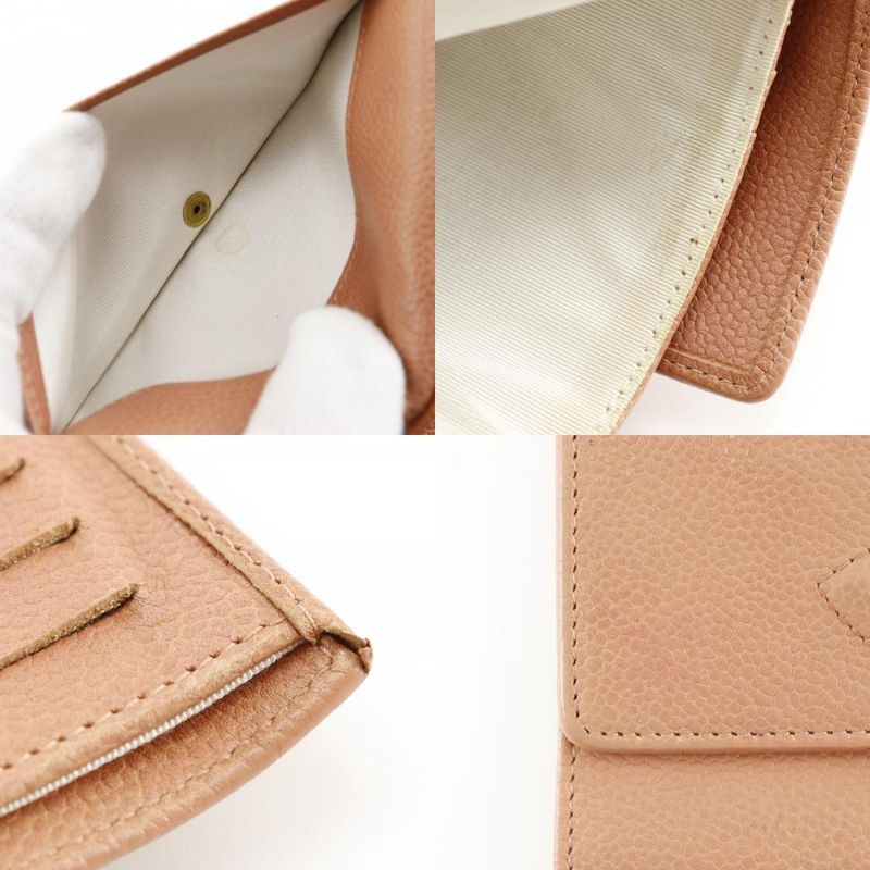 Chanel Coco Mark Caviar Leather Pink Trifold Wallet — view 9