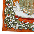 Hermes Scarf Carre 90 Silk Noel Au 24 Faubourg Christmas Orange — view 4