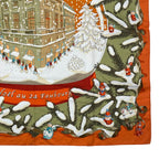 Hermes Scarf Carre 90 Silk Noel Au 24 Faubourg Christmas Orange — view 5