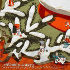 Hermes Scarf Carre 90 Silk Noel Au 24 Faubourg Christmas Orange — view 6