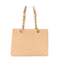 Chanel Grand Shopping Tote Bag GST Quilted Beige Gold Caviar Leather