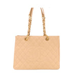 Chanel Grand Shopping Tote Bag GST Quilted Beige Gold Caviar Leather