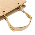 Chanel Grand Shopping Tote Bag GST Quilted Beige Gold Caviar Leather — view 4