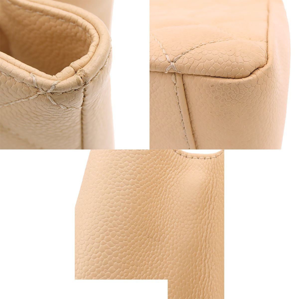 Chanel Grand Shopping Tote Bag GST Quilted Beige Gold Caviar Leather — view 6