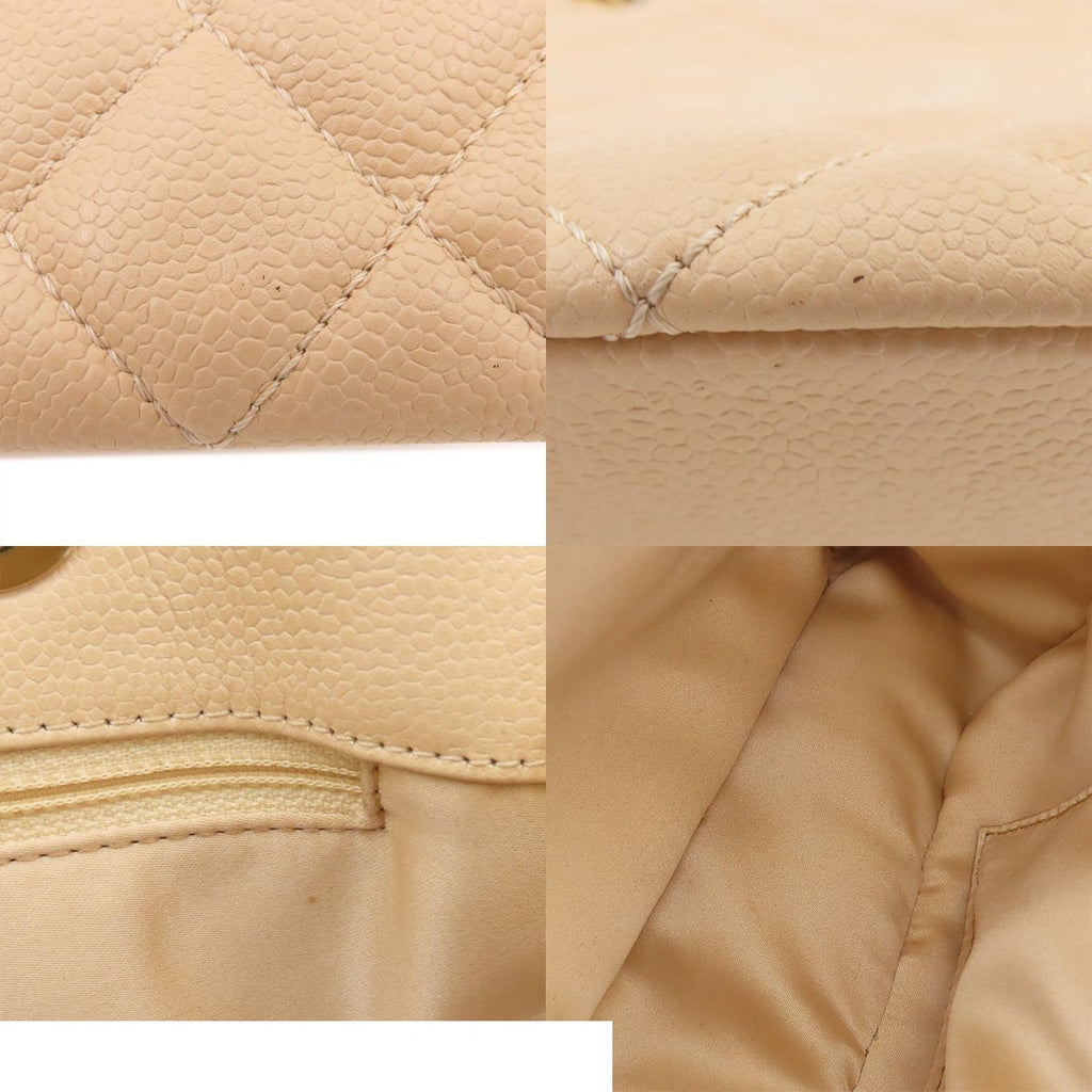 Chanel Grand Shopping Tote Bag GST Quilted Beige Gold Caviar Leather — view 7