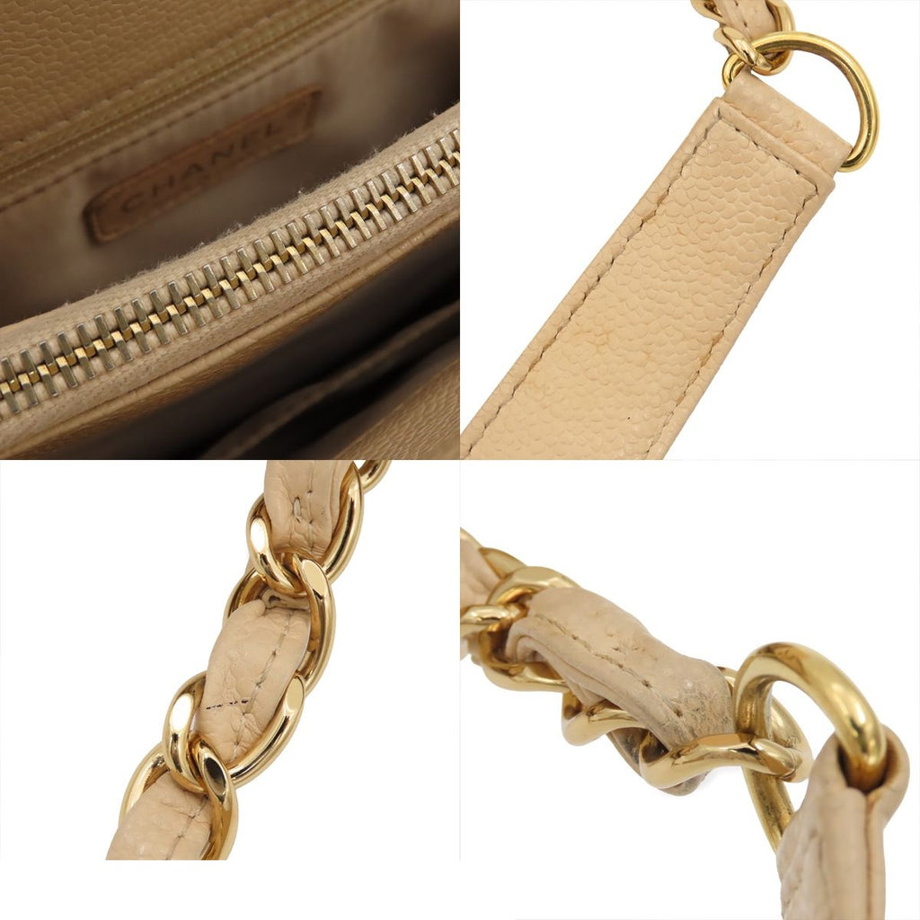 Chanel Grand Shopping Tote Bag GST Quilted Beige Gold Caviar Leather — view 8