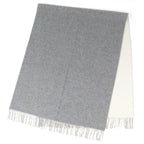 Hermes Cashmere Logo Embroidery Double Face Fringe Scarf Shawl Gray — view 2