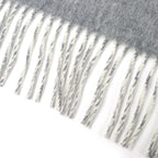 Hermes Cashmere Logo Embroidery Double Face Fringe Scarf Shawl Gray — view 5