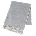 Hermes Cashmere Logo Embroidery Double Face Fringe Scarf Shawl Gray