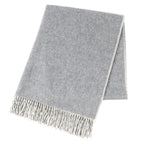 Hermes Cashmere Logo Embroidery Double Face Fringe Scarf Shawl Gray