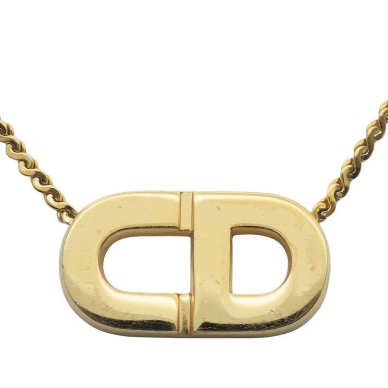 Christian Dior Necklace Metal Gold Logo Plated Accessories Women — view 2