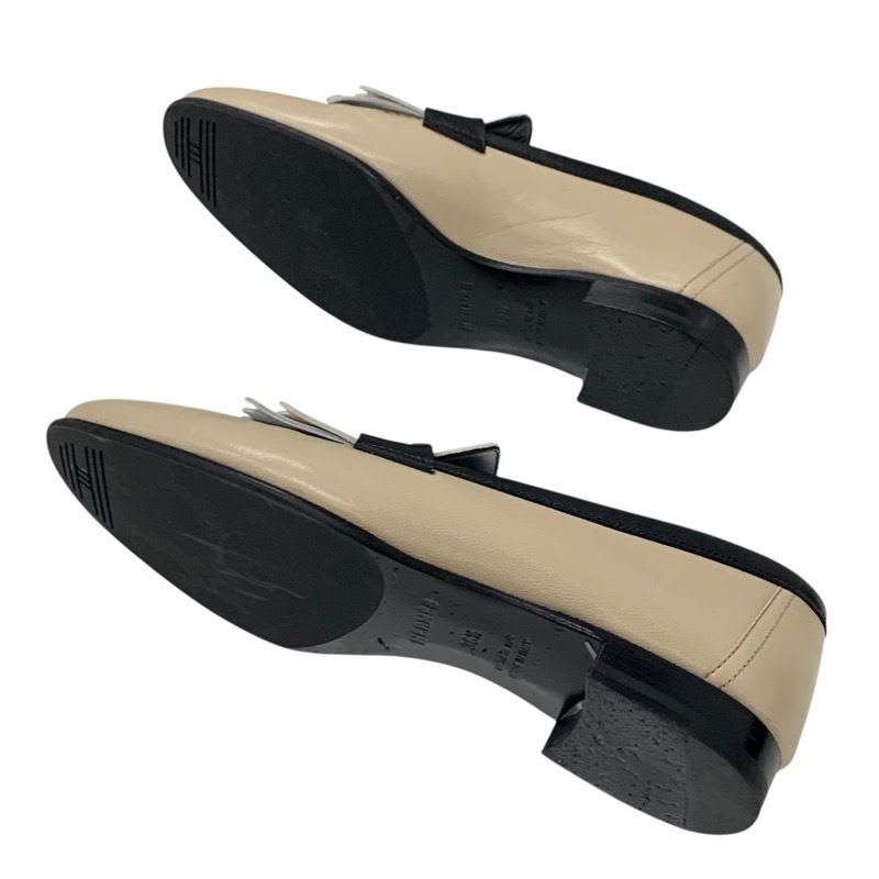 Hermes Royal Loafer Leather Shoes Beige Black White Hhardware Constance — view 6