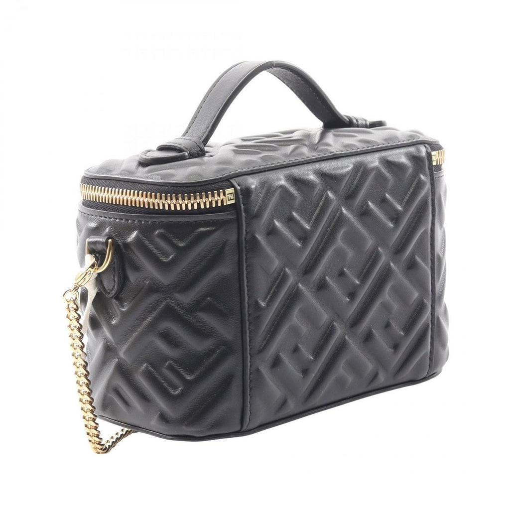 Fendi FF Motif Black Leather Shoulder Bag — view 2