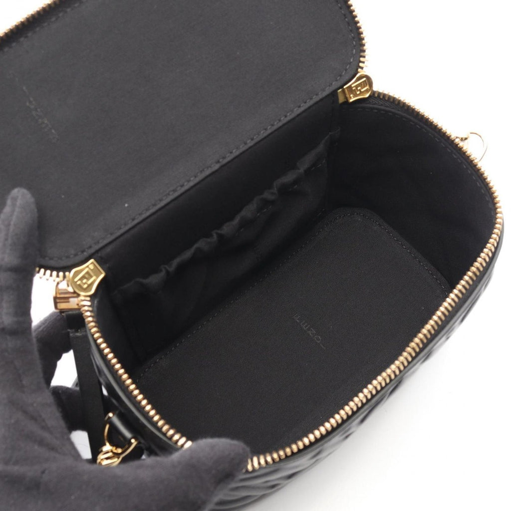 Fendi FF Motif Black Leather Shoulder Bag — view 3