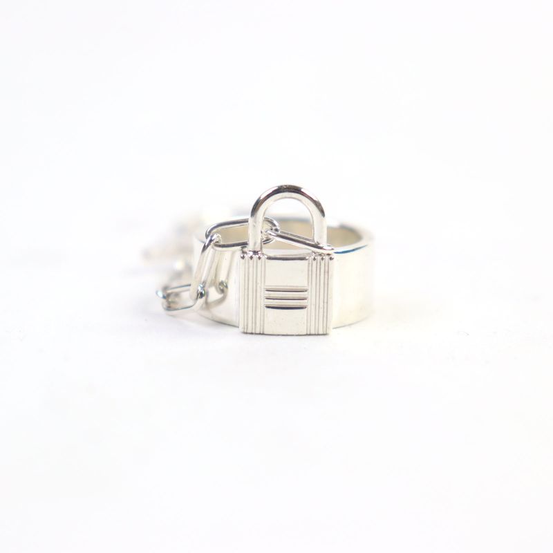 Hermes Alfa Kelly AG 925 Clochette Cadenas Double Ring Accessory Silver — view 3