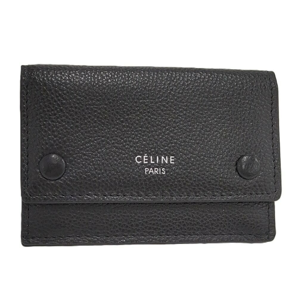 Celine Trifold Wallet Leather Black