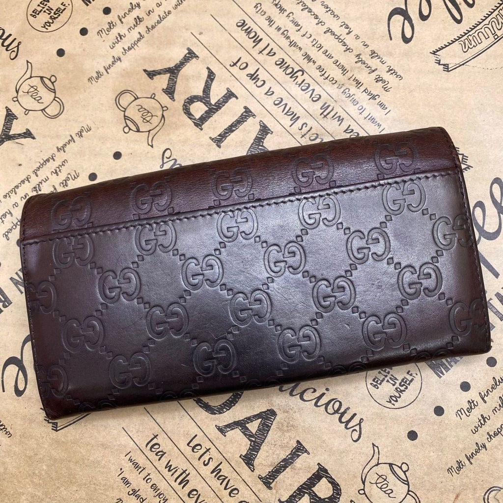 Gucci Bifold Wallet Leather Brown Striped GG Billfold Card — view 4