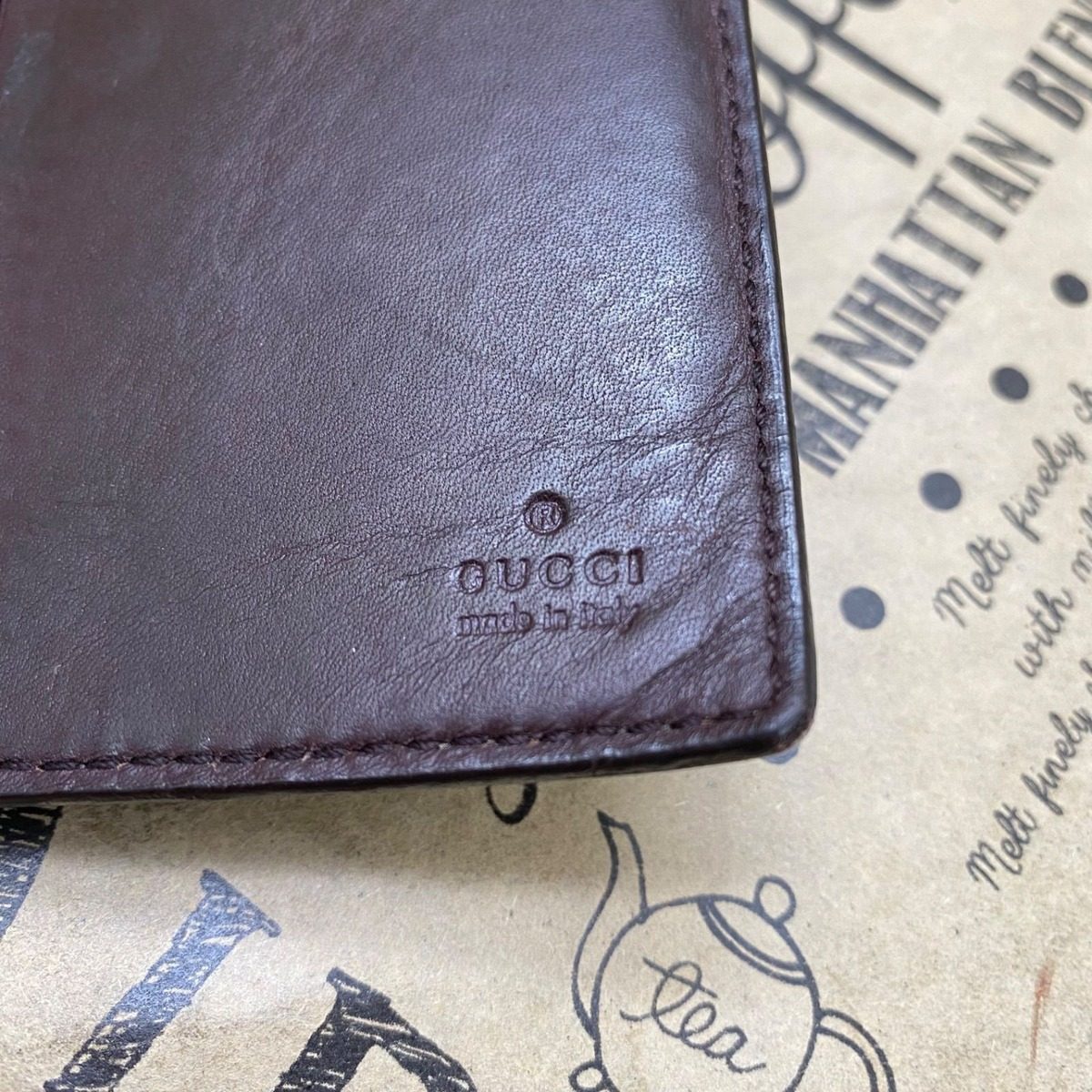Gucci Bifold Wallet Leather Brown Striped GG Billfold Card — view 5