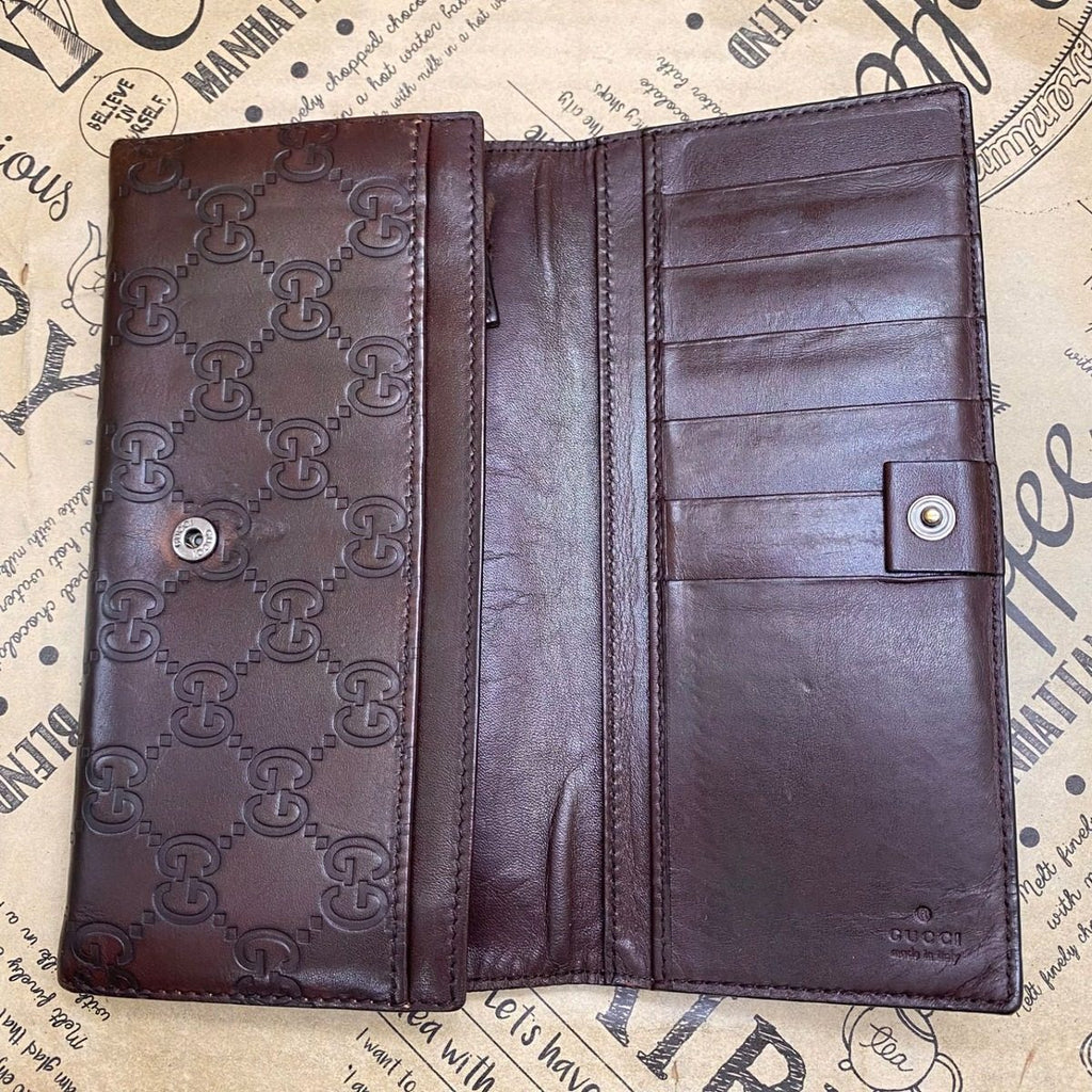 Gucci Bifold Wallet Leather Brown Striped GG Billfold Card — view 9