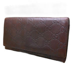 Gucci Bifold Wallet Leather Brown Striped GG Billfold Card