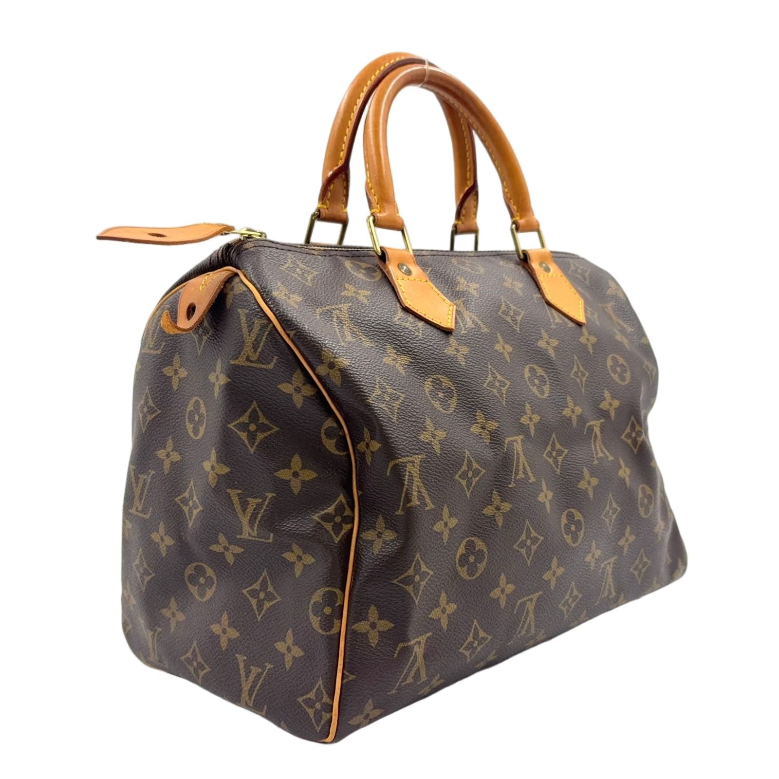 Louis Vuitton Speedy 30 Monogram Leather Brown Handbag Gold — view 2