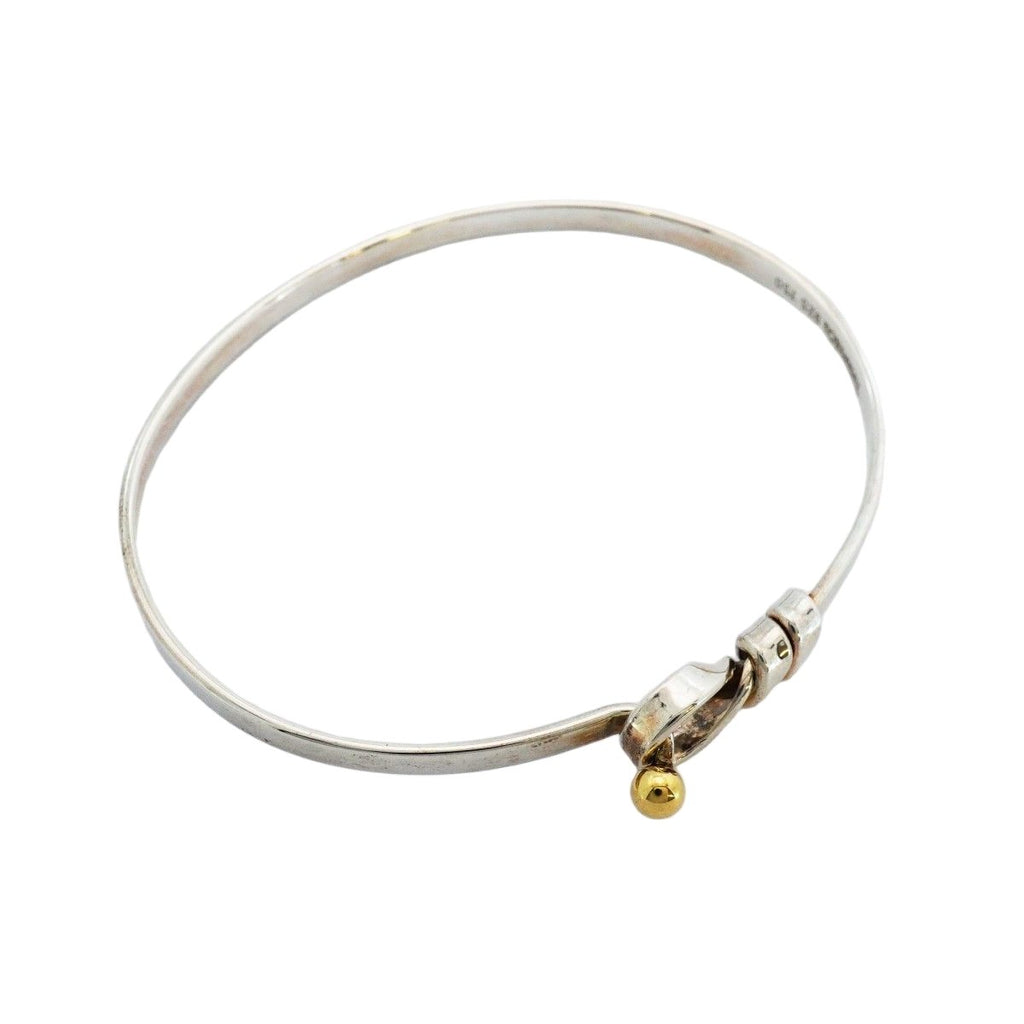 Tiffany & Co Bangle Hook Eye 18k Yellow Gold 925 Sterling Silver Bracelet — view 2