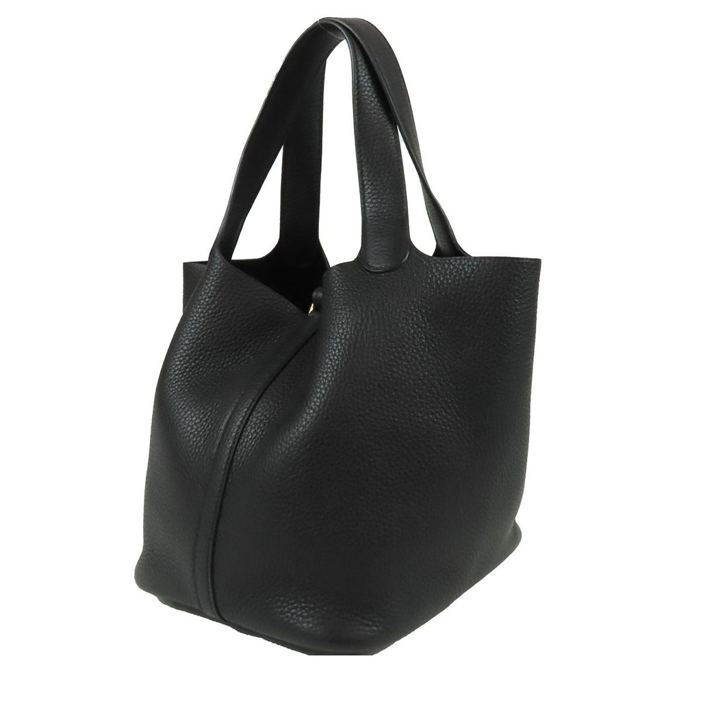 Hermes Picotin Lock MM Black Gold Taurillon Handbag — view 2