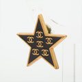 Chanel Coco Mark Star 01 P Earrings GP Black