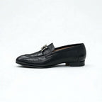Hermes Paris Loafer Leather Shoes Black Silver Hhardware Moccasin Flat — view 3