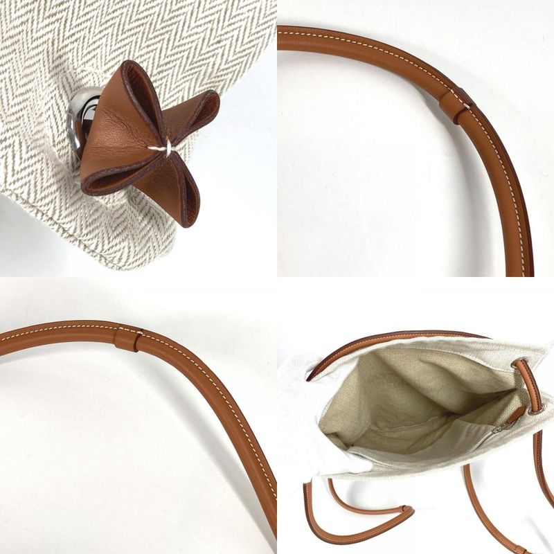 Hermes Backpack Aline MM Toile Chevron Beige — view 8