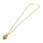 Christian Dior GP Rhinestone Ribbon Heart Necklace Gold Black — view 4